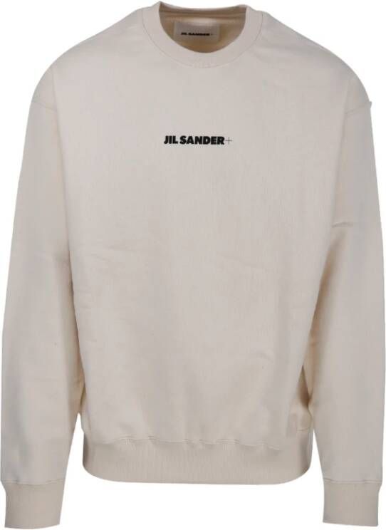 Jil Sander Upgrade je casual garderobe met het Dune Logo Sweatshirt Wit Heren