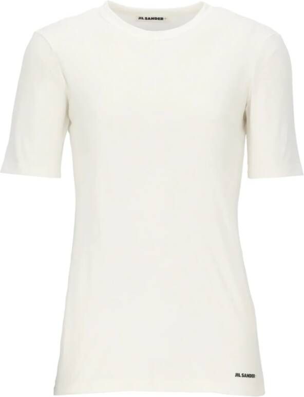 Jil Sander Wit Katoenen T-Shirt Klassiek Model White Dames