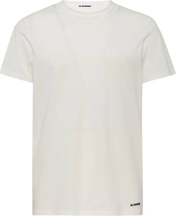 Jil Sander Wit T-Shirt Regular Fit 100% Katoen White Heren