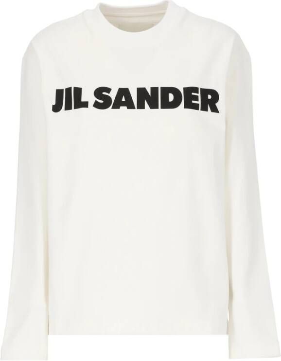Jil Sander Witte Katoenen Dames T-shirt met Logo Wit Dames