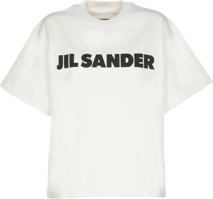 Jil Sander Witte Katoenen T-shirt met Contrasterend Logo Wit Dames