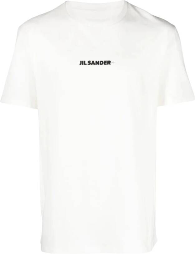 Jil Sander Witte Katoenen T-shirt met Logo Print voor Moderne Mannen White Heren