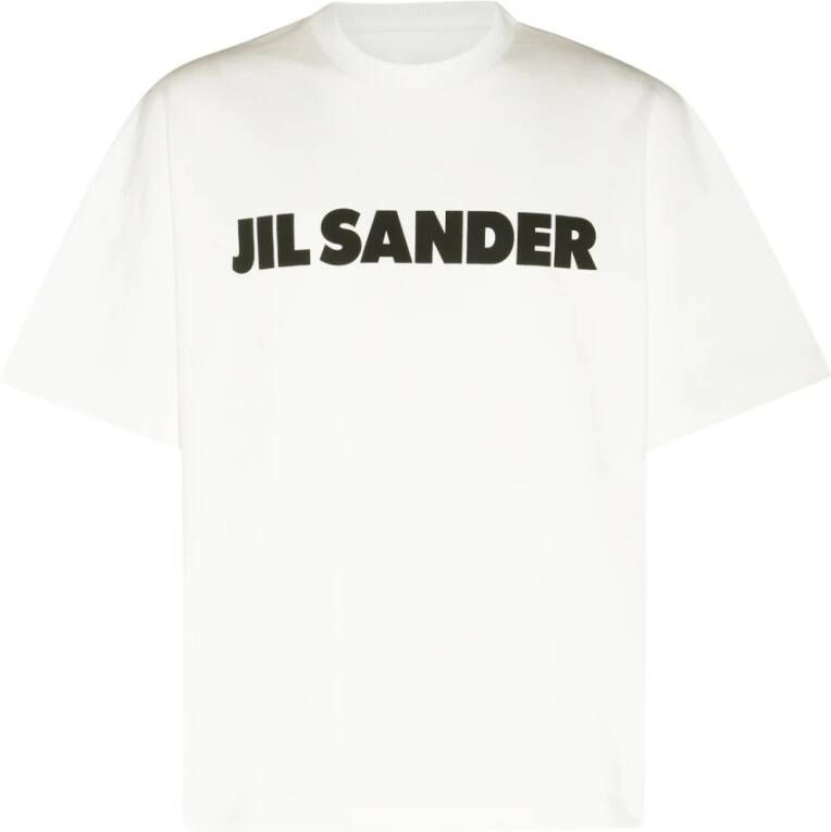 Jil Sander Witte Katoenen T-shirt met Logo Print White Dames