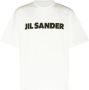 Jil Sander Witte Katoenen T-shirt met Logo Print White Dames - Thumbnail 7