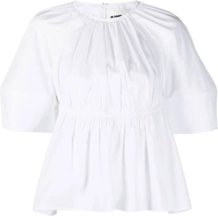 Jil Sander Witte Peplum Taille Cut-Out Top Wit Dames
