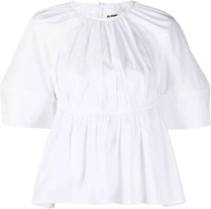 Jil Sander Witte Peplum Taille Cut-Out Top Wit Dames