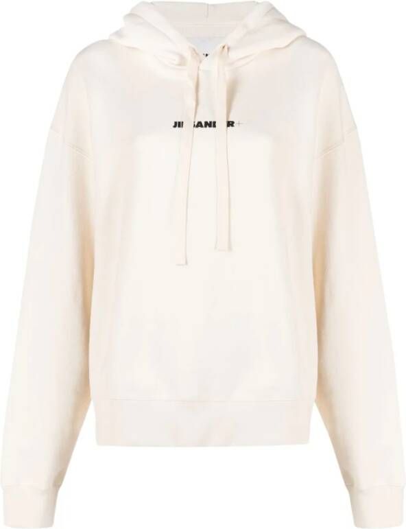 Jil Sander Witte Sweaters met Capuchon en Logo Wit Dames