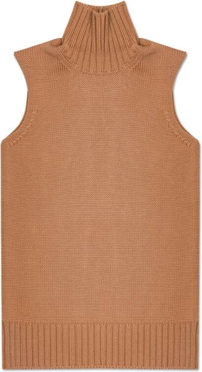 Jil Sander Elegante Beige Wollen Gebreide Vest Beige Dames