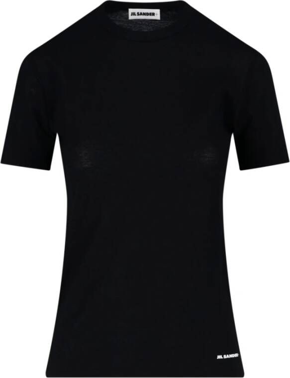 Jil Sander Zwart Logo Print Katoenen T-shirt voor Dames Zwart Dames