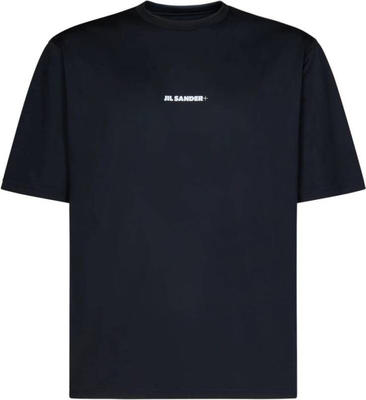 Jil Sander Zwart Logo Print T-Shirt in Stretch Jersey Zwart Heren