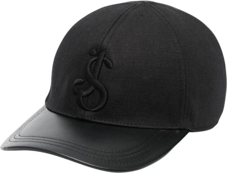 Jil Sander Zwarte baseballpet met geborduurd logo Black Dames