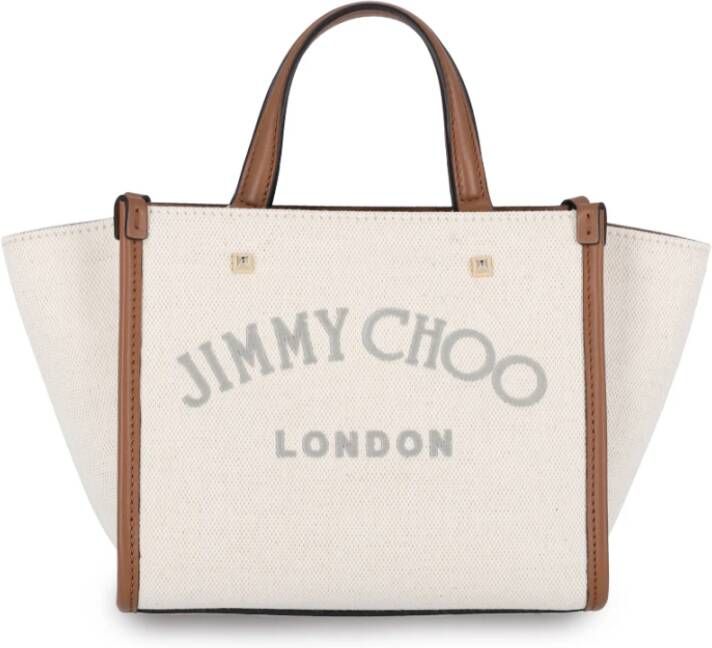 Jimmy Choo Varenne shopper met geborduurd logo Beige
