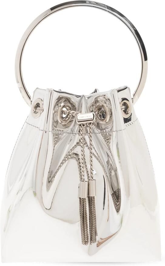 Jimmy Choo Bucket bags Bon' Mini Silver-Tone Handbag With Metal Brace in zilver - Foto 7