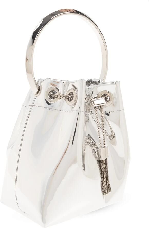 Jimmy Choo Bucket bags Bon' Mini Silver-Tone Handbag With Metal Brace in zilver - Foto 5
