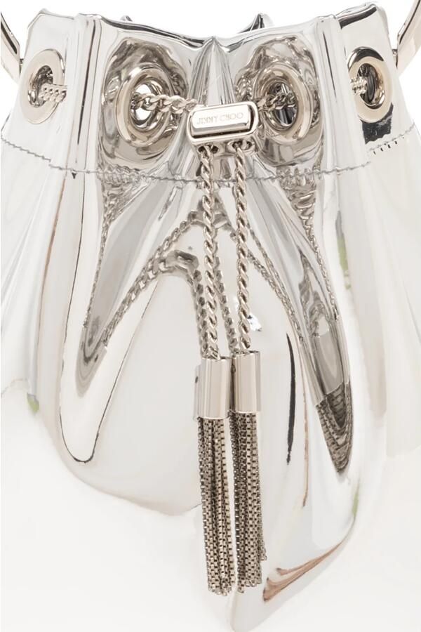 Jimmy Choo Bucket bags Bon' Mini Silver-Tone Handbag With Metal Brace in zilver - Foto 4