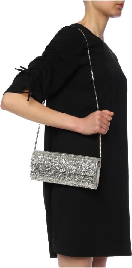Jimmy Choo Clutches Champagne Silver Coarse Glitter Clutch in zilver - Foto 7