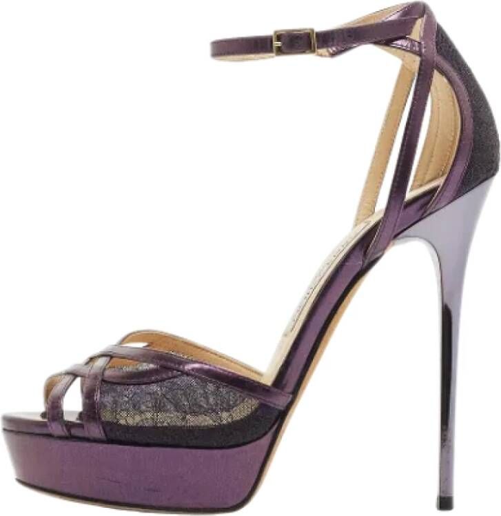 Jimmy Choo Pre-owned Fabric sandals Purple Dames