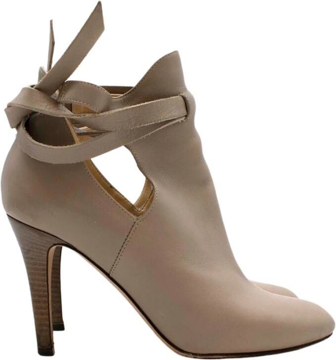 Jimmy Choo Pre-owned Jachthaven 90 lederen enkellaarzen Beige Dames