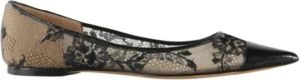 Jimmy Choo Pre-owned Jimmy Choo Black Floral Lace and Patent Leather Romy Ballet Flats Zwart Dames