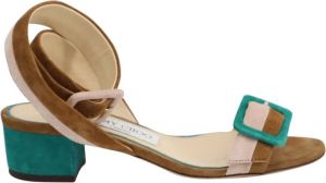 Jimmy Choo Pre-owned Jimmy Choo Dacha 35 Colorblock Sandals in Multicolor Suede Bruin Dames