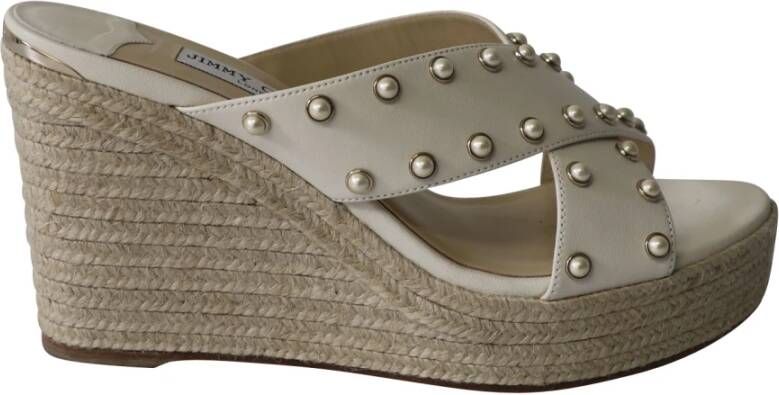 Jimmy Choo Pre-owned Jimmy Choo Dovina 100 Wedge in wit leer Wit Dames