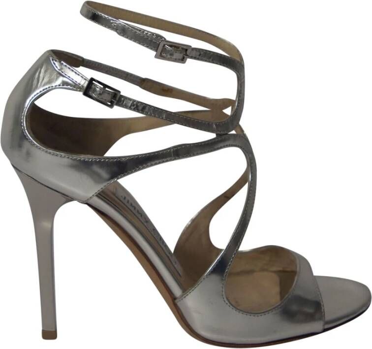 Jimmy Choo Pre-owned Jimmy Choo Lance Strappy Sandalen in zilverleer Grijs Dames