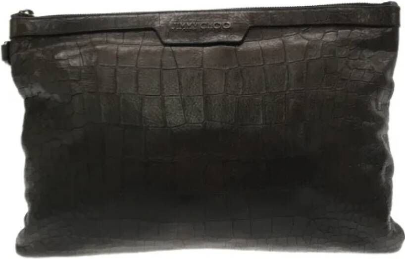 Jimmy Choo Pre-owned Leather clutches Bruin Dames