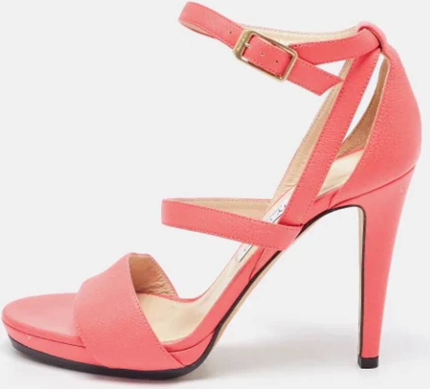 Jimmy Choo Pre-owned Leather sandals Roze Dames