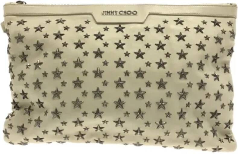 Jimmy Choo Pre-owned Leather clutches Beige Unisex