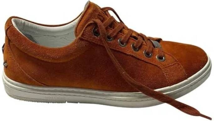 Jimmy Choo Pre-owned Preated Suede Sneakers Oranje Dames