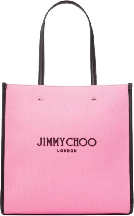 Jimmy Choo Roze Canvas Tote Tas met Leren Afwerking Pink Dames
