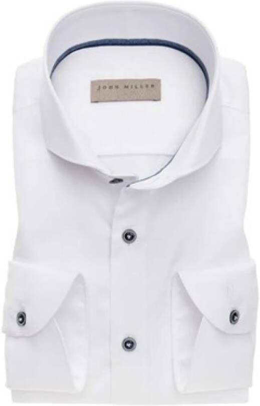 John Miller Overhemd met getailleerde pasvorm en tijd-geïnspireerde knopen White Heren