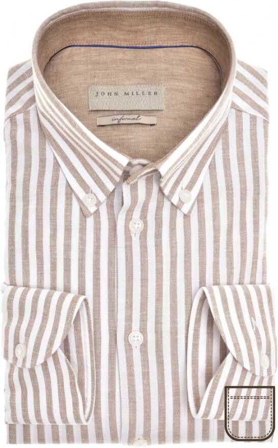John Miller Beige Overhemden Lange Mouw Beige Heren