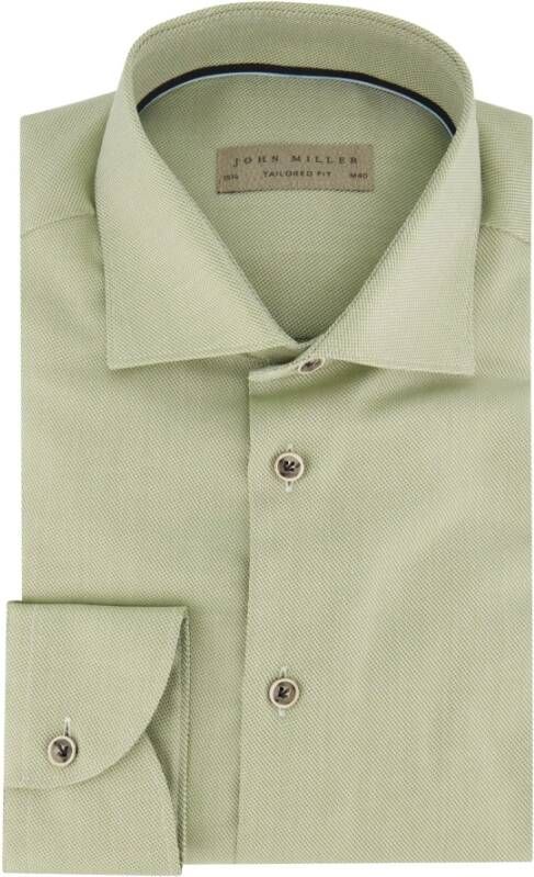 John Miller business overhemd Tailored Fit slim fit groen effen katoen