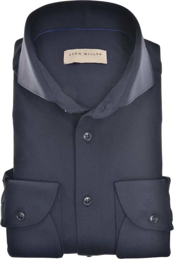 John Miller Slim Fit Lange Mouw Overhemden Donkerblauw Black Heren