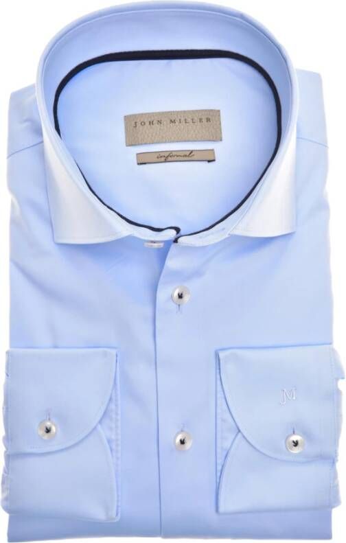 John Miller op maat gemaakte fit shirt Blauw Heren