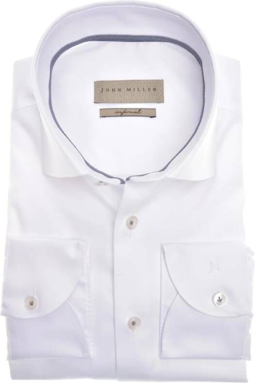 John Miller Wit overhemd business Tailored Fit slim fit effen katoen