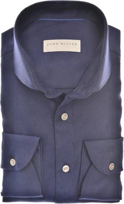 John Miller Donkerblauwe overhemden met lange mouwen Blue Heren