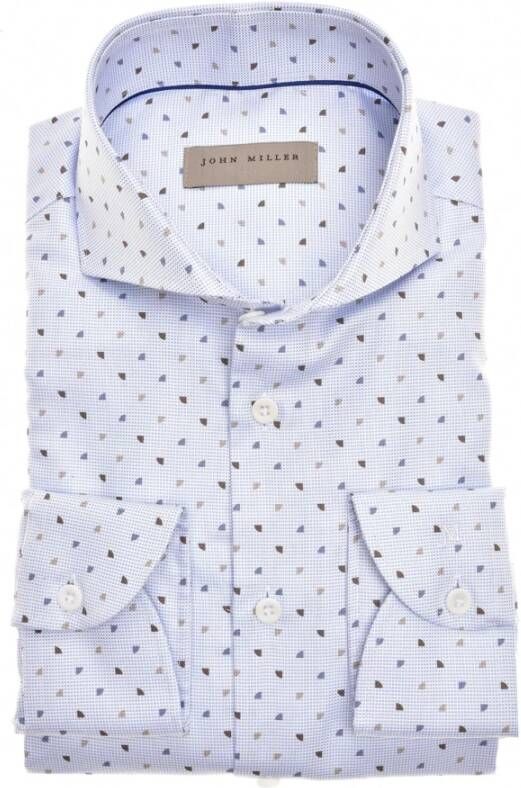 John Miller business overhemd Tailored Fit lichtblauw geprint katoen