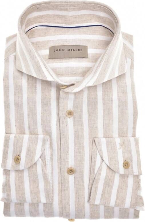 John Miller tailored fit Overhemd Beige Heren