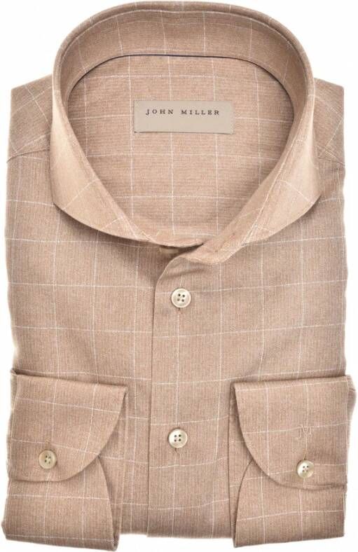 John Miller Overhemd met getailleerde pasvorm en stijlvolle details Brown Heren