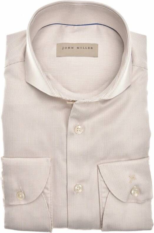 John Miller tailored fit shirt Bruin Heren