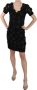 John Richmond Black Silk Leather Flowers Sheath Dress Zwart Dames - Thumbnail 1