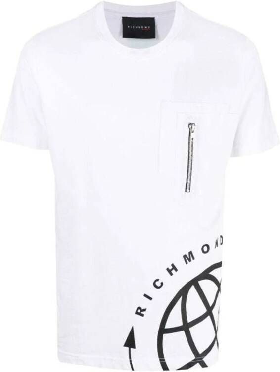 John Richmond Contrast Zak Grafisch T-Shirt White Heren