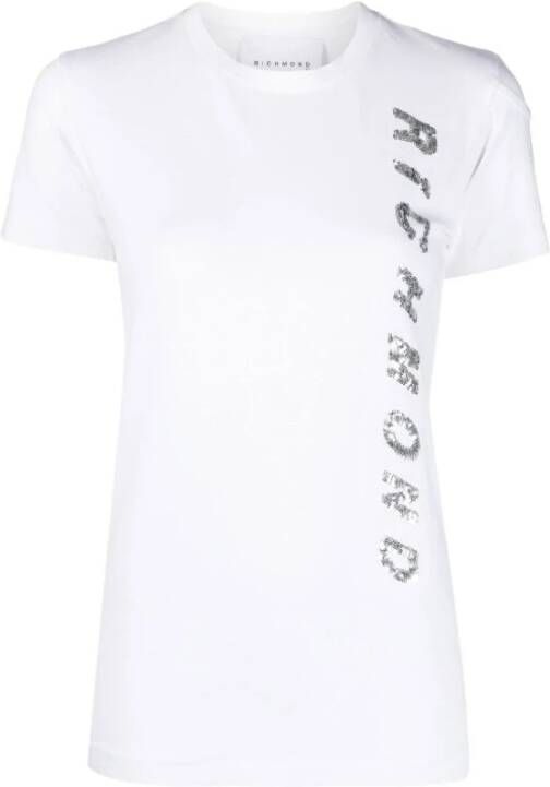John Richmond Contrasterende Zijprint T-Shirt Wit Dames