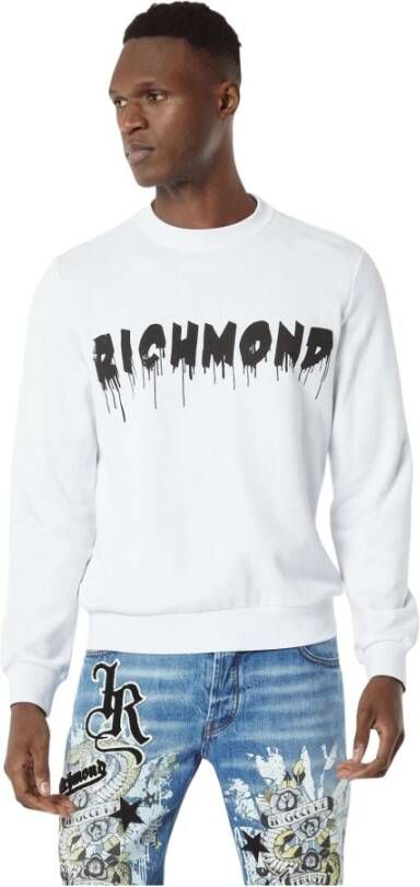 John Richmond Crew Neck Sweatshirt met logo Wit Heren