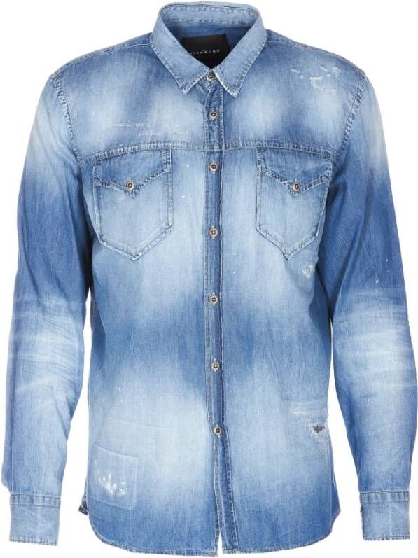 John Richmond Denim Shirts Blauw Heren