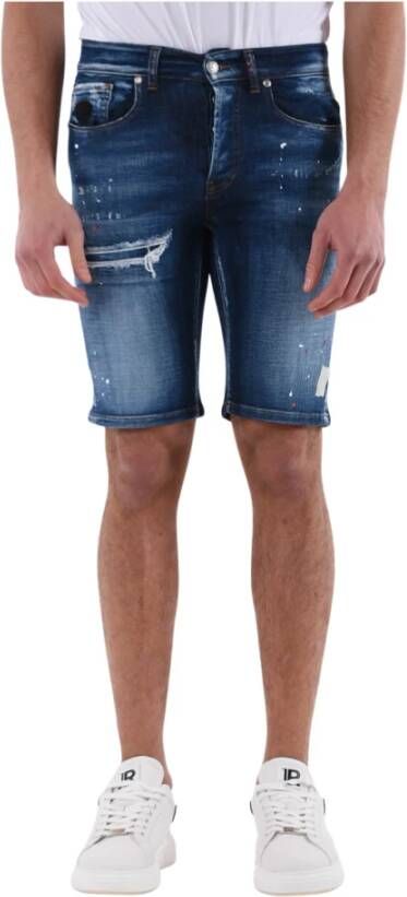 John Richmond Verweerde Denim Bermuda Shorts Blauw Heren