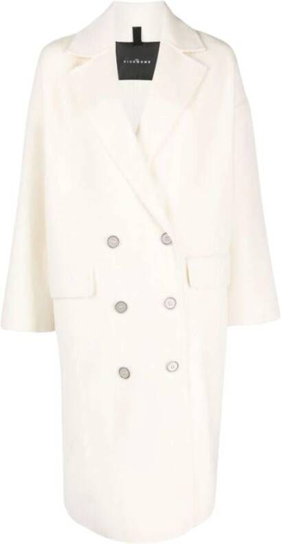 John Richmond Dubbelbreasted jas met print op de achterkant Wit Dames