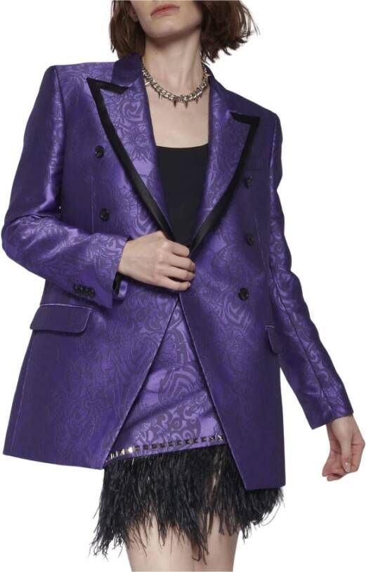 John Richmond Dubbelrijige blazer met patroon Purple Dames